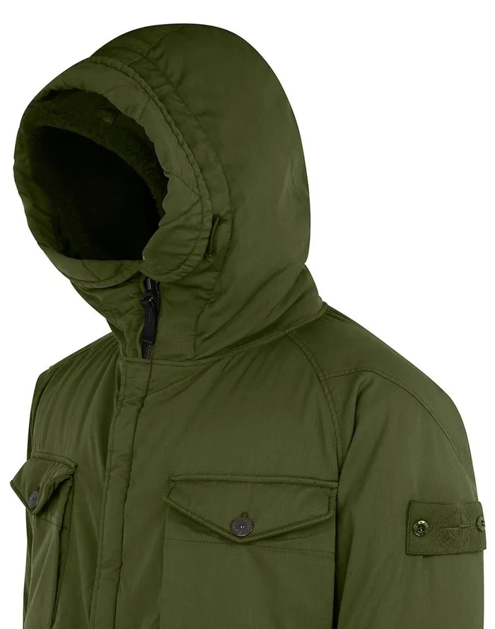 Stone Island Coats 038 Jackets 716F2 Stretch Wool NylonTc Down Ghost Piece Fishtail Parka In Khaki 8211 Mens