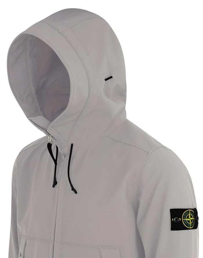 Stone Island Coats 038 Jackets Q0122 Soft ShellR Hooded Blouson In Dove Grey 8211 Mens