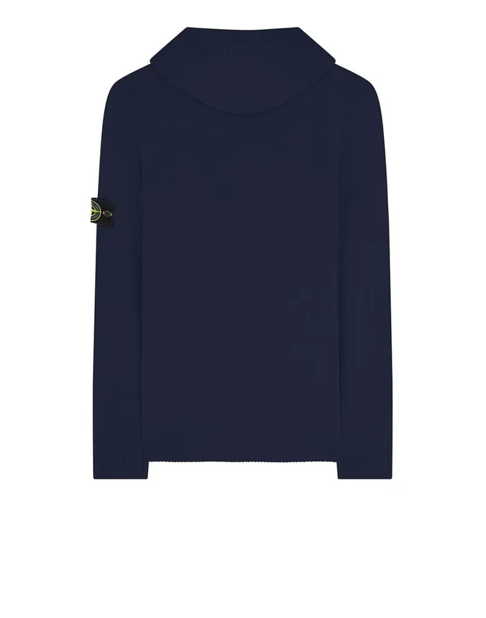 Stone Island Knitwear 506A3 Hooded Knitted Cardigan In Navy 8211 Mens