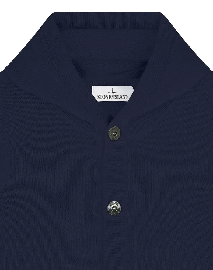 Stone Island Knitwear 506A3 Hooded Knitted Cardigan In Navy 8211 Mens