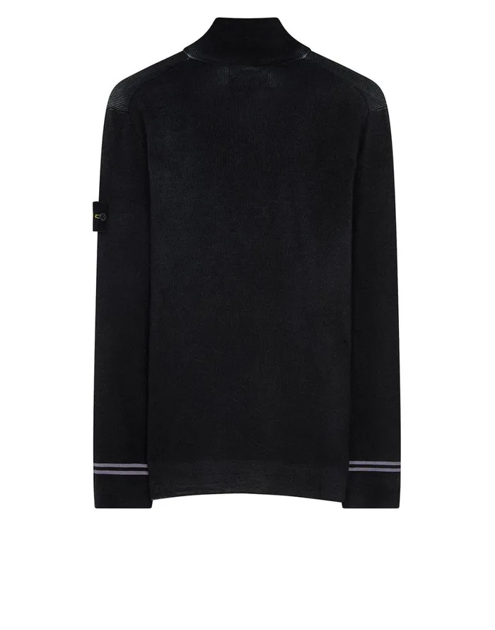 Stone Island Knitwear 556A8 Fast Dye Airbrush Knitted Cardigan In Marine Blue 8211 Mens
