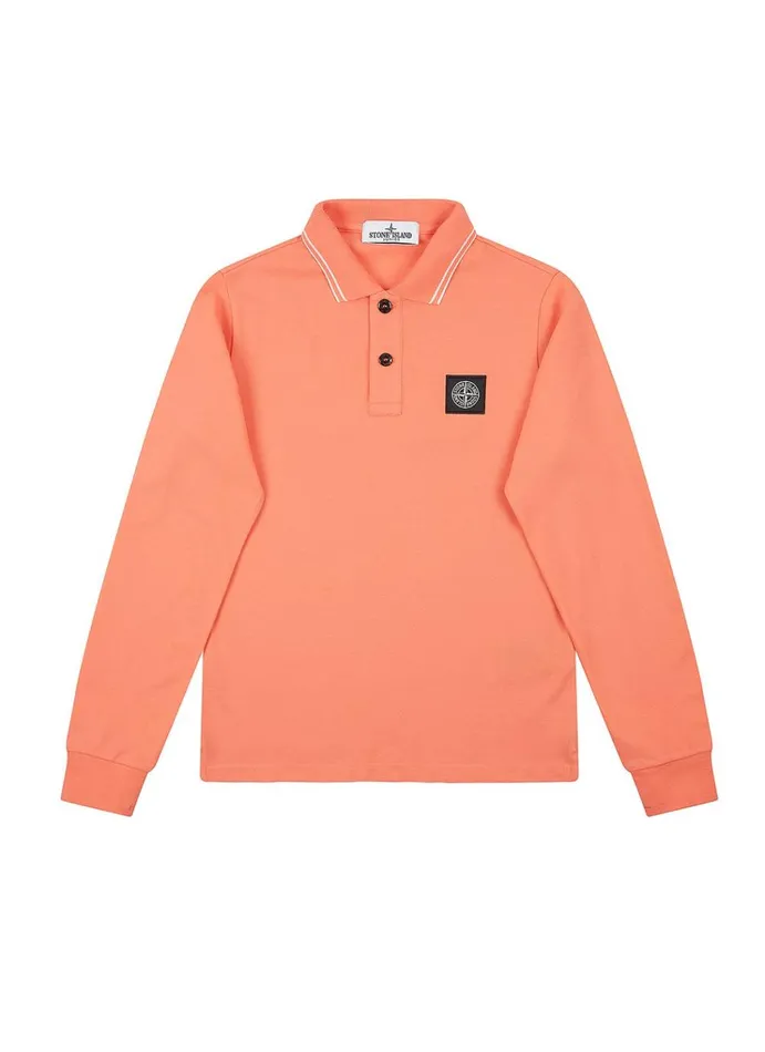 Stone Island Polo Shirts 20748 Long Sleeve Polo Shirt In Lobster 8211 Junior