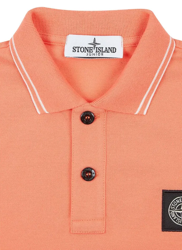 Stone Island Polo Shirts 20748 Long Sleeve Polo Shirt In Lobster 8211 Junior