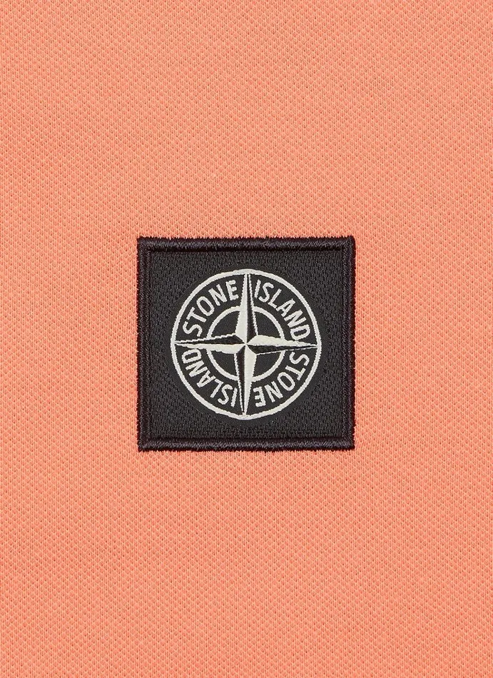 Stone Island Polo Shirts 20748 Long Sleeve Polo Shirt In Lobster 8211 Junior
