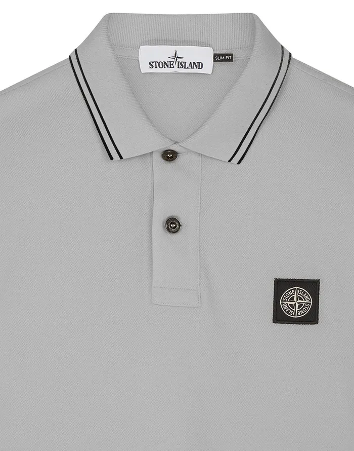 Stone Island Polo Shirts 22S18 Short Sleeve Polo Shirt In Pearl Grey 8211 Mens