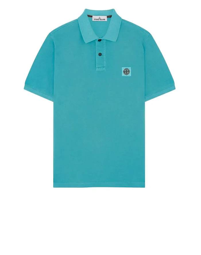 Stone Island Polo Shirts 22S67 Pigment Dye Short Sleeve Polo Shirt In Aqua 8211 Mens Stone Island Polo Shirts 22S67 Pigment Dye Short Sleeve Polo Shirt In Aqua 8211 Mens