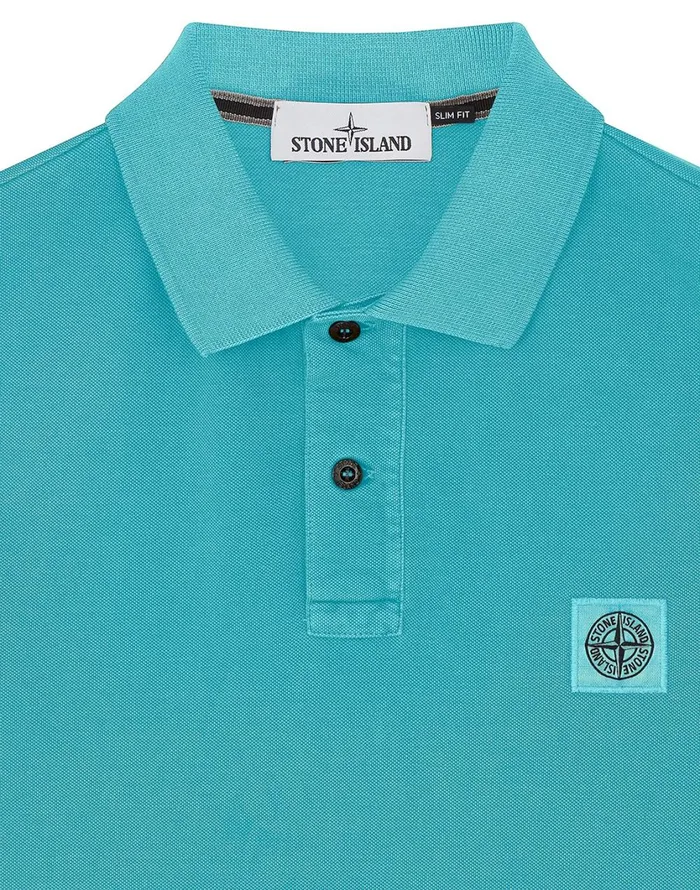 Stone Island Polo Shirts 22S67 Pigment Dye Short Sleeve Polo Shirt In Aqua 8211 Mens