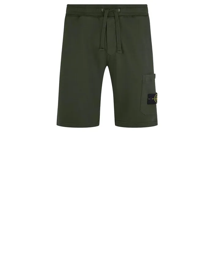 Stone Island Shorts 64620 Fleece Shorts In Dark Forest 8211 Mens