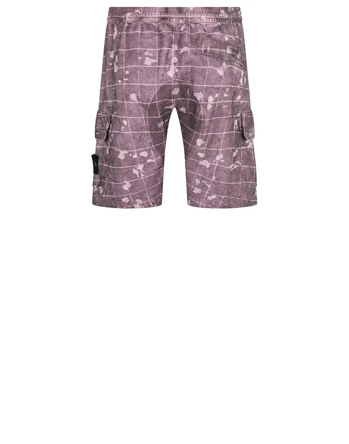 Stone Island Shorts L01E2 Dust Colour With Ghillie Laser Camo Bermuda Shorts In Violet 8211 Mens