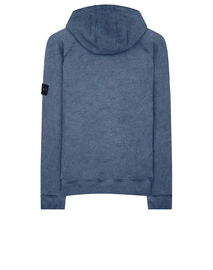 Stone Island Sweatshirts 62090 Dust Colour Mlange Cotton Fleece Hooded Sweatshirt In Periwinkle 8211 Mens