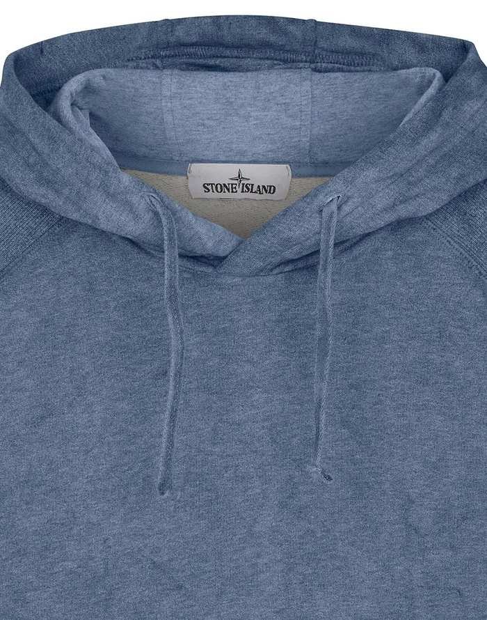 Stone Island Sweatshirts 62090 Dust Colour Mlange Cotton Fleece Hooded Sweatshirt In Periwinkle 8211 Mens