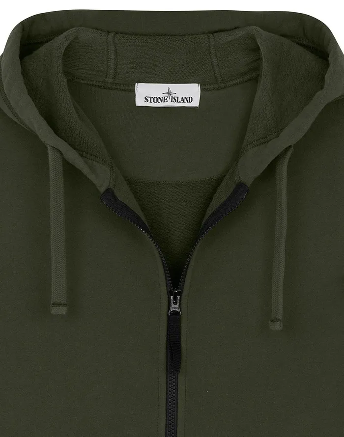 Stone Island Sweatshirts 64220 Hooded Full Zip Sweatshirt In Dark Forest 8211 Mens