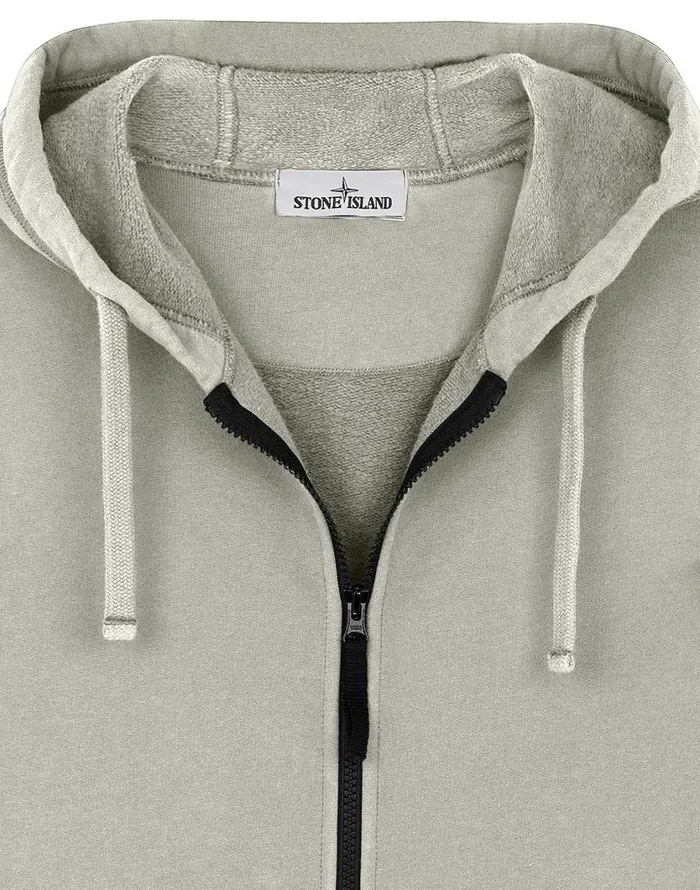 Stone Island Sweatshirts 64220 Hooded Full Zip Sweatshirt In Dove Grey 8211 Mens