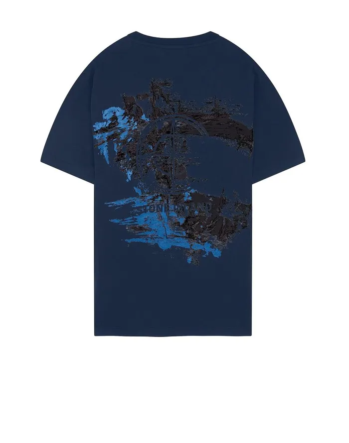 Stone Island TShirts 2Ns81 Paint Stroke 2 Short Sleeve TShirt In Marine Blue 8211 Mens