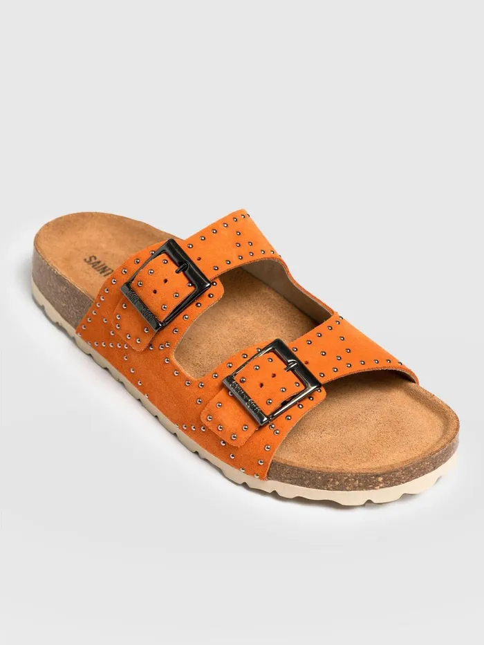 Studded Sutton Slides 8211 Orange Orange Women Saint And Sofia All Sandals