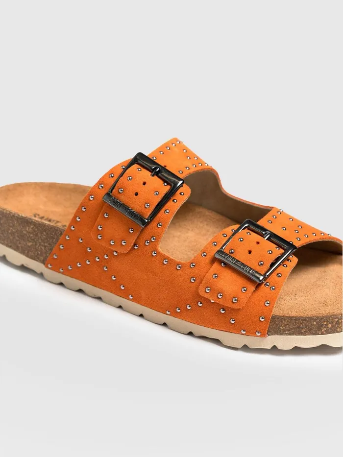 Studded Sutton Slides 8211 Orange Orange Women Saint And Sofia All Sandals