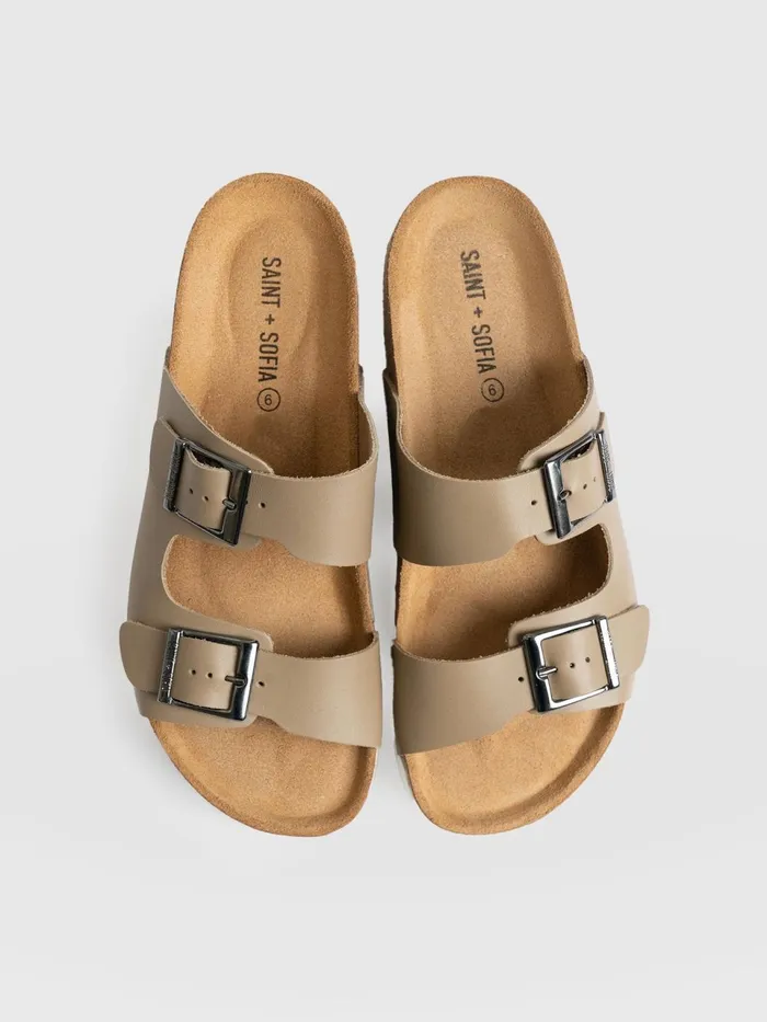 Sutton Slide 8211 Taupe Taupe Women Saint And Sofia All Sandals