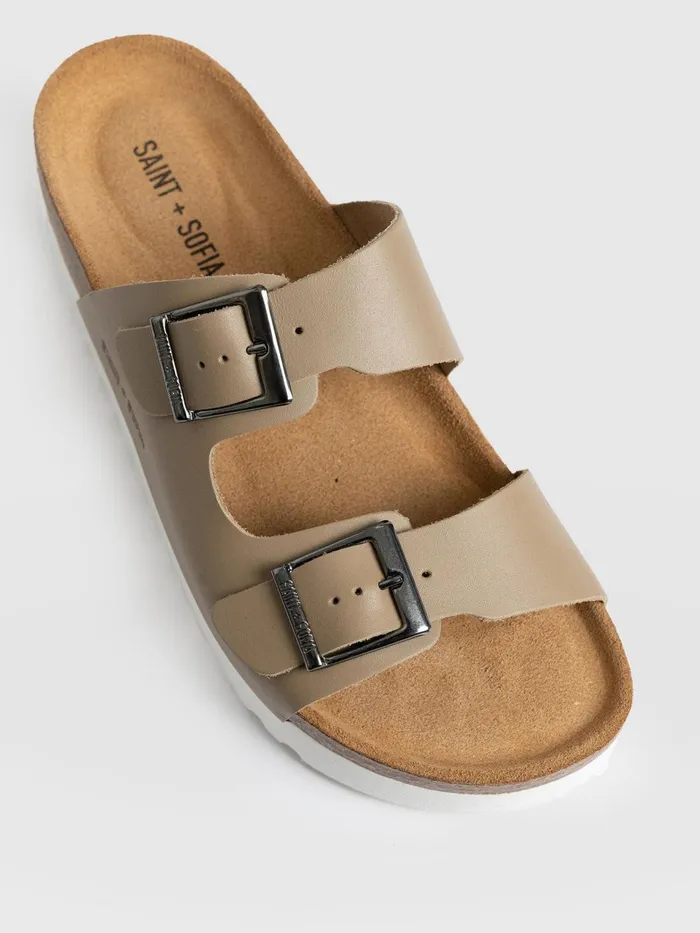 Sutton Slide 8211 Taupe Taupe Women Saint And Sofia All Sandals