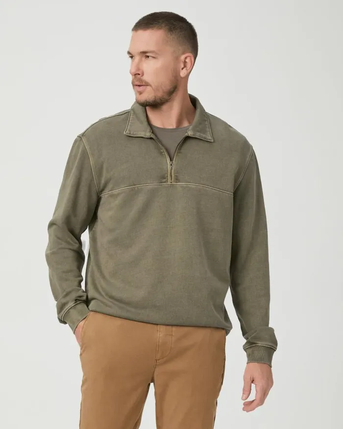 Sweaters and Sweatshirts Men PAIGE Davion Quarter Zip Pullover 8211 Vintage White Sage