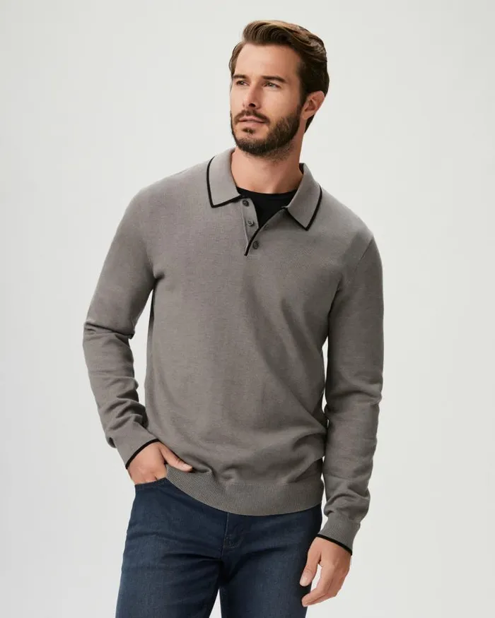 Sweaters and Sweatshirts Men PAIGE Dobson Sweater Polo 8211 Iris SlateBlack Sapphire