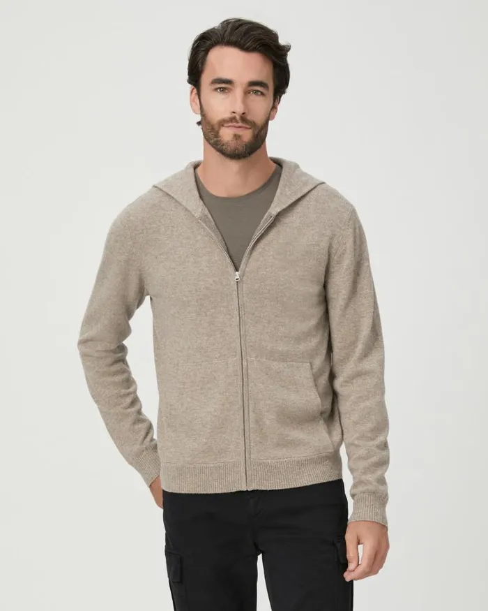 Sweaters and Sweatshirts Men PAIGE Swanson Full Zip Sweater 8211 Rice Flower