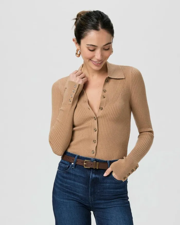 Sweaters and Sweatshirts Women PAIGE Jayde Top 8211 Dark Camel