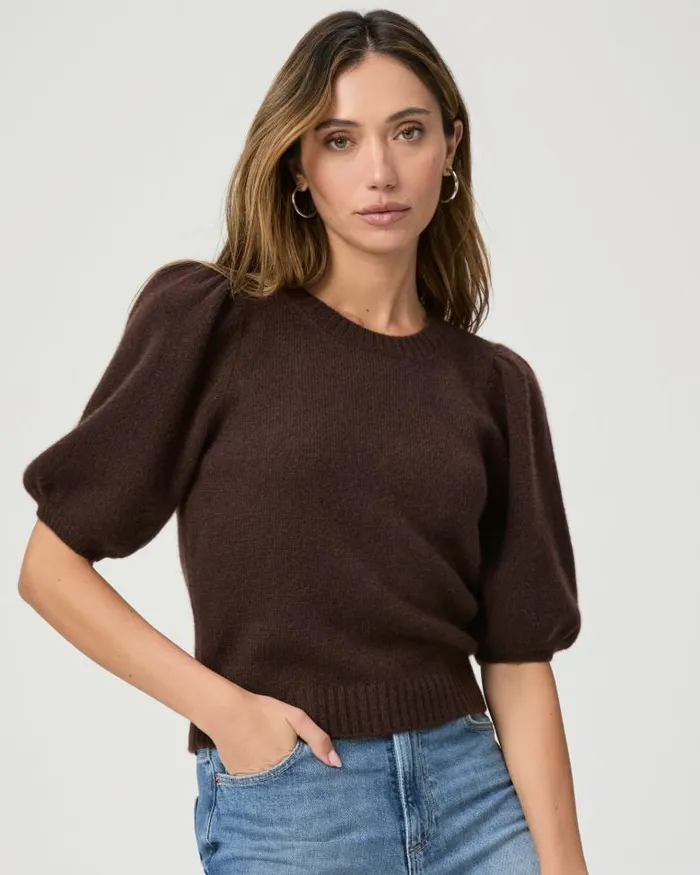 Sweaters and Sweatshirts Women PAIGE Lucerne Top 8211 Dark Brown Cashmere