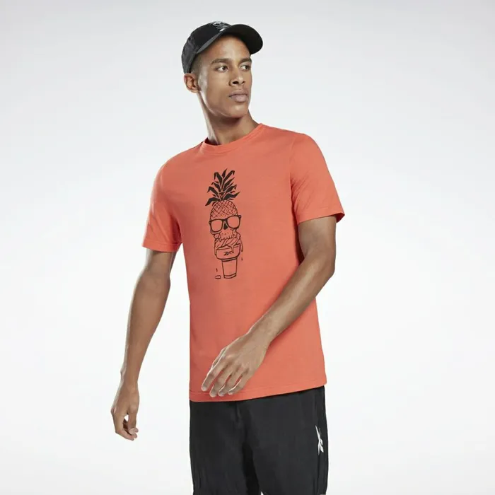 TShirts and Graphic Tees Mens Reebok Chill Pineapple Graphic TShirt Semi Orange Flare TShirts and Graphic Tees Mens Reebok Chill Pineapple Graphic TShirt Semi Orange Flare