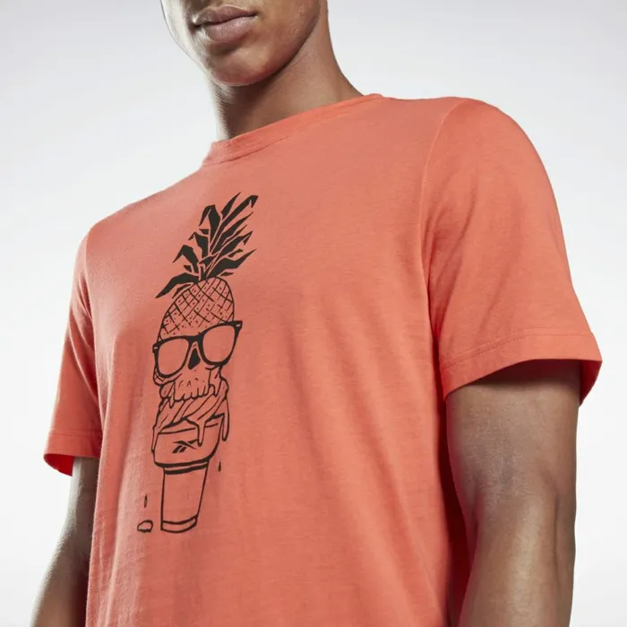 TShirts and Graphic Tees Mens Reebok Chill Pineapple Graphic TShirt Semi Orange Flare