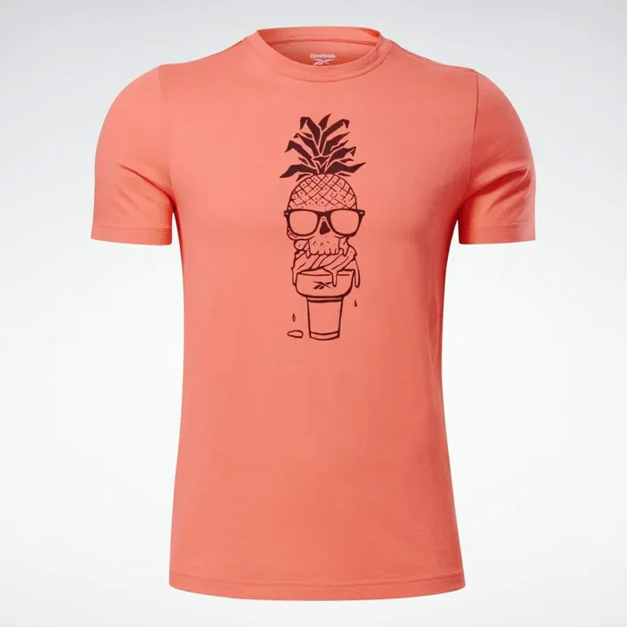 TShirts and Graphic Tees Mens Reebok Chill Pineapple Graphic TShirt Semi Orange Flare