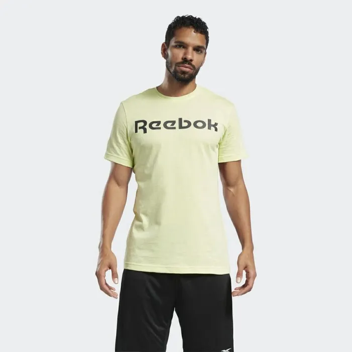 TShirts and Graphic Tees Mens Reebok Graphic Series Linear Logo Tee Semi Energy Glow TShirts and Graphic Tees Mens Reebok Graphic Series Linear Logo Tee Semi Energy Glow