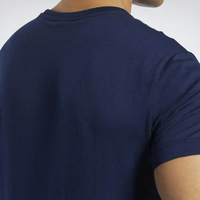 TShirts and Graphic Tees Mens Reebok Graphic Series Stacked Tee Faux Indigo Excellent Red