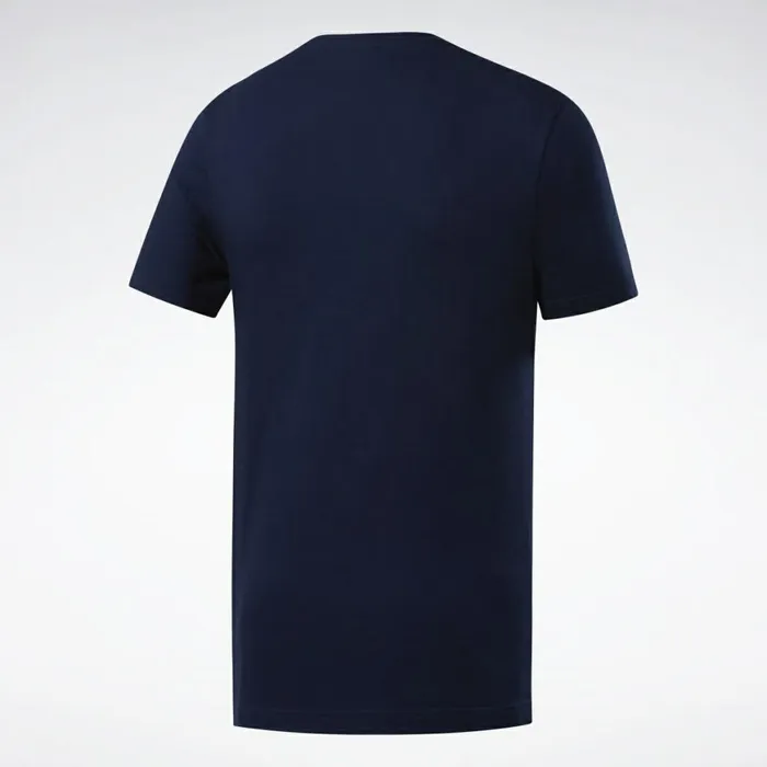TShirts and Graphic Tees Mens Reebok Graphic Series Stacked Tee Faux Indigo Excellent Red