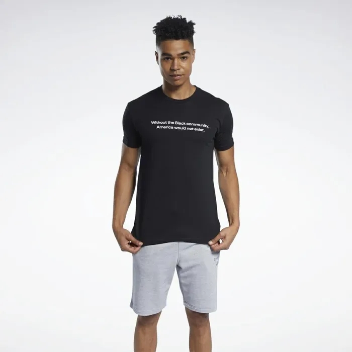 TShirts and Graphic Tees Mens Reebok I Stand In Solidarity Short Sleeve Crew TShirt Multi TShirts and Graphic Tees Mens Reebok I Stand In Solidarity Short Sleeve Crew TShirt Multi