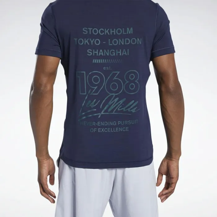 TShirts and Graphic Tees Mens Reebok Les Mills Activchill TShirt Vector Navy