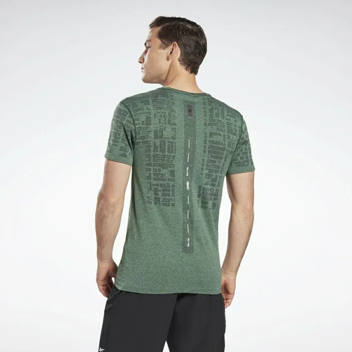 TShirts and Graphic Tees Mens Reebok LES MILLS Myoknit Seamless Tee Utility Green Black