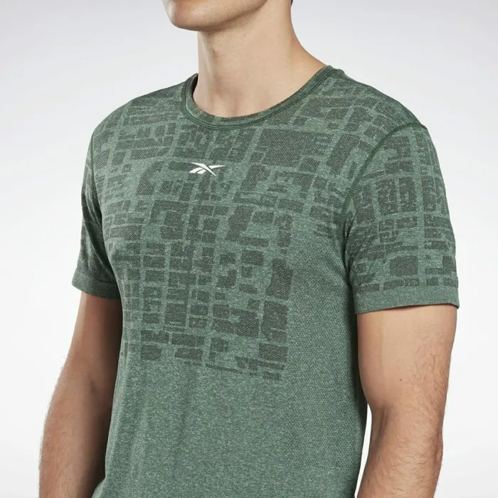 TShirts and Graphic Tees Mens Reebok LES MILLS Myoknit Seamless Tee Utility Green Black