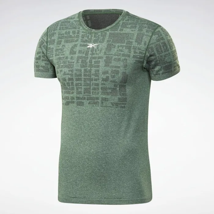 TShirts and Graphic Tees Mens Reebok LES MILLS Myoknit Seamless Tee Utility Green Black