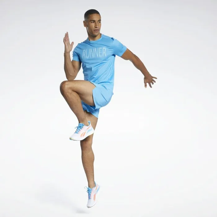 TShirts and Graphic Tees Mens Reebok Run Essentials Graphic TShirt Aqua