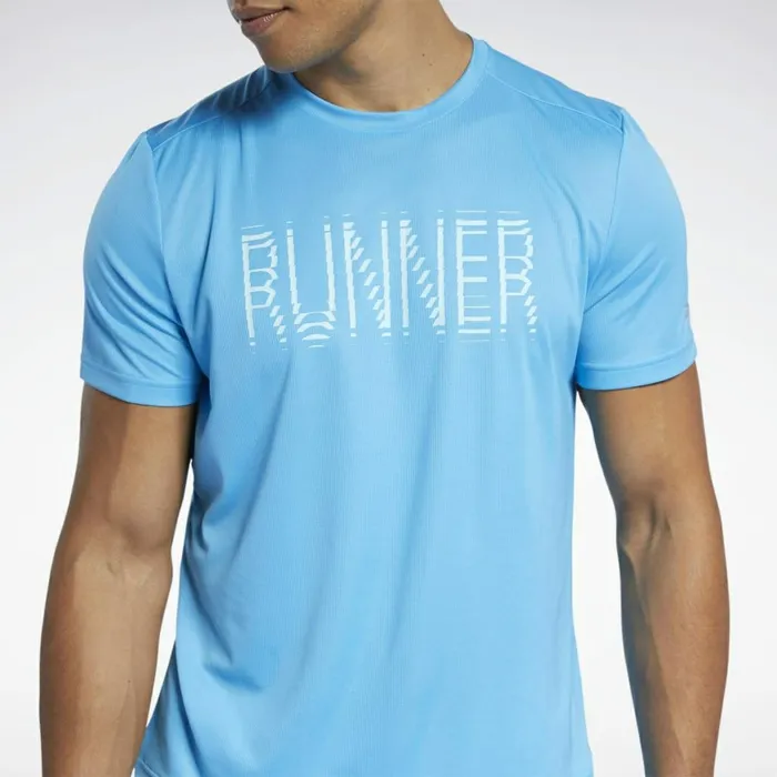 TShirts and Graphic Tees Mens Reebok Run Essentials Graphic TShirt Aqua