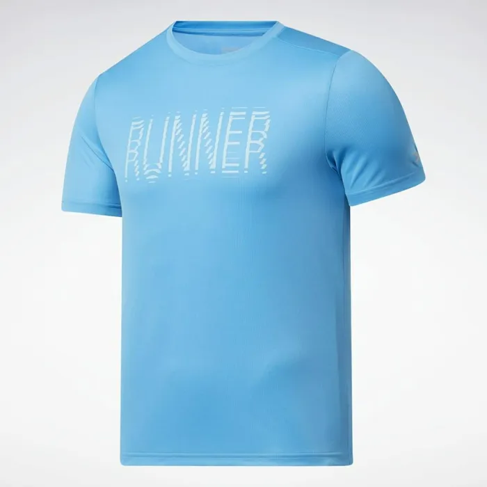 TShirts and Graphic Tees Mens Reebok Run Essentials Graphic TShirt Aqua