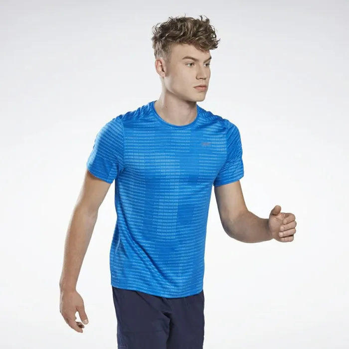TShirts and Graphic Tees Mens Reebok Run Jacquard Tee Horizon Blue