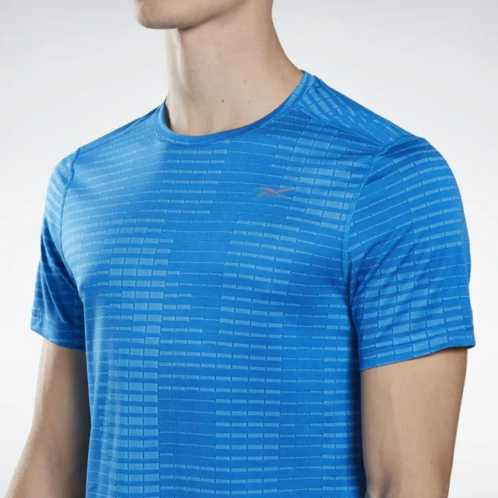 TShirts and Graphic Tees Mens Reebok Run Jacquard Tee Horizon Blue