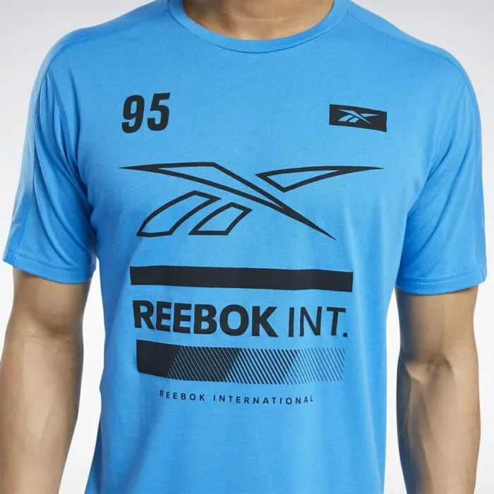 TShirts and Graphic Tees Mens Reebok Speedwick Graphic Move Tee Horizon Blue
