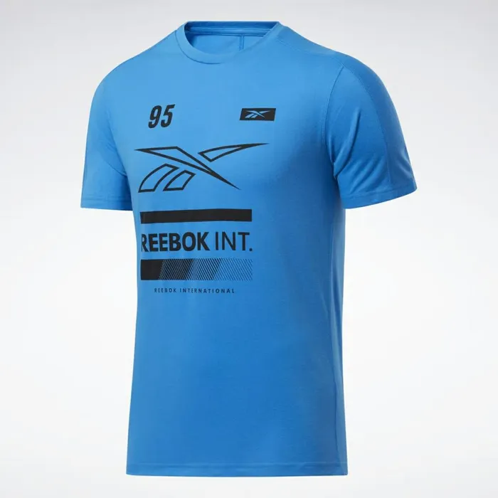 TShirts and Graphic Tees Mens Reebok Speedwick Graphic Move Tee Horizon Blue