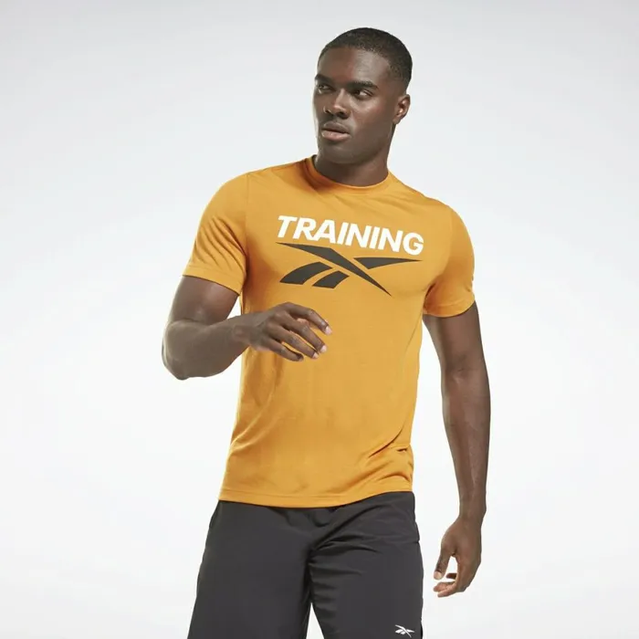 TShirts and Graphic Tees Mens Reebok Training Vector TShirt Radiant Ochre