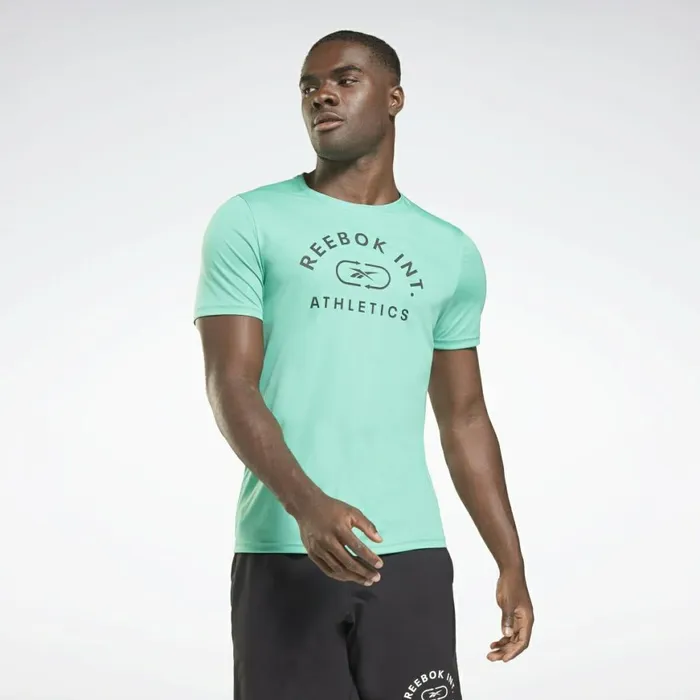 TShirts and Graphic Tees Mens Reebok Workout Ready Graphic TShirt Future Teal TShirts and Graphic Tees Mens Reebok Workout Ready Graphic TShirt Future Teal
