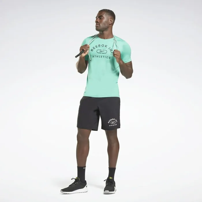 TShirts and Graphic Tees Mens Reebok Workout Ready Graphic TShirt Future Teal