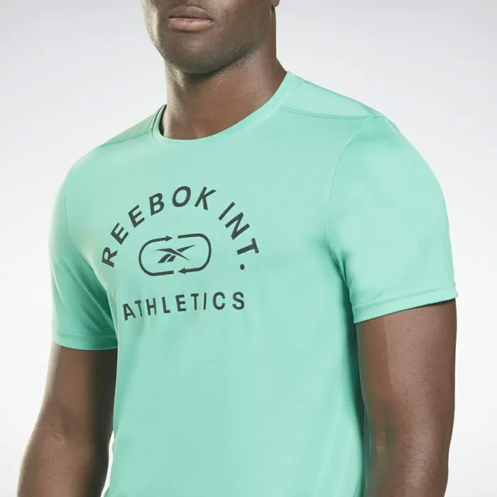 TShirts and Graphic Tees Mens Reebok Workout Ready Graphic TShirt Future Teal