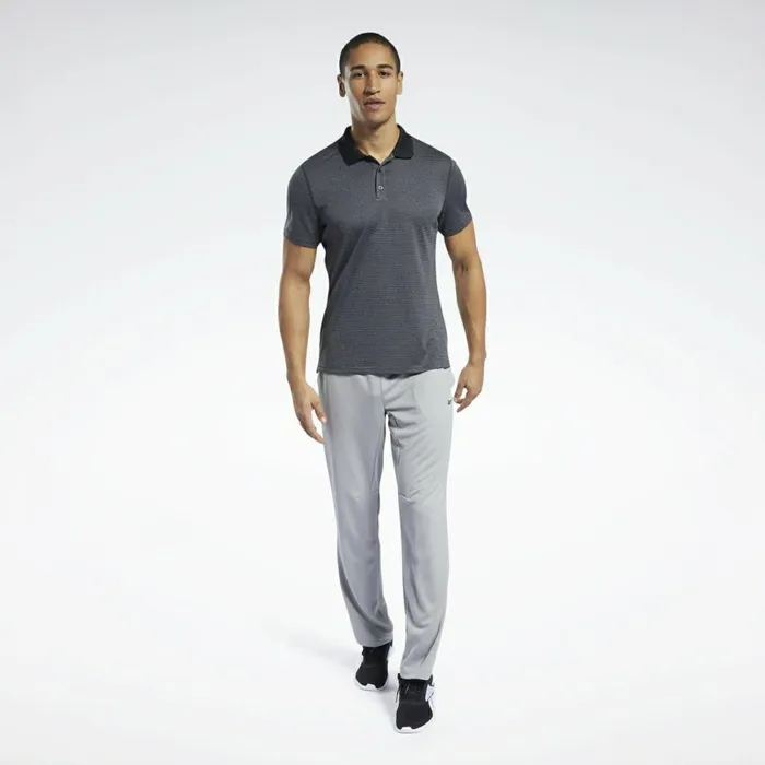 TShirts and Graphic Tees Mens Reebok Workout Ready Striped Polo Shirt Black